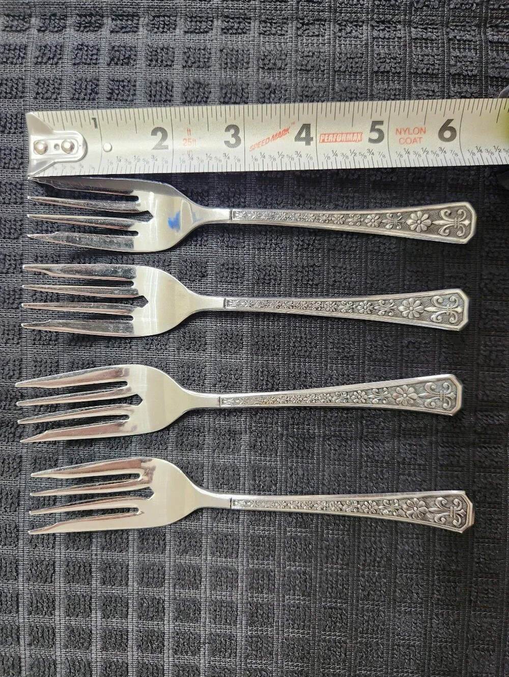 4 Japanese 1960s Flower Floral Interpur Florenz Stainless Steel Dinner Forks